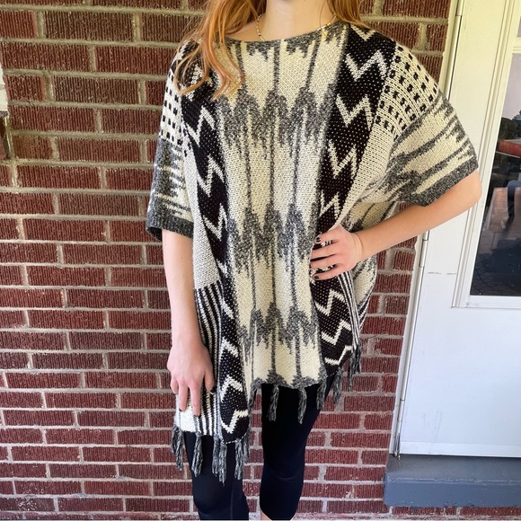 Elodie Sweaters - Elodie Mohair Aztec Sweater with Fringe - size M